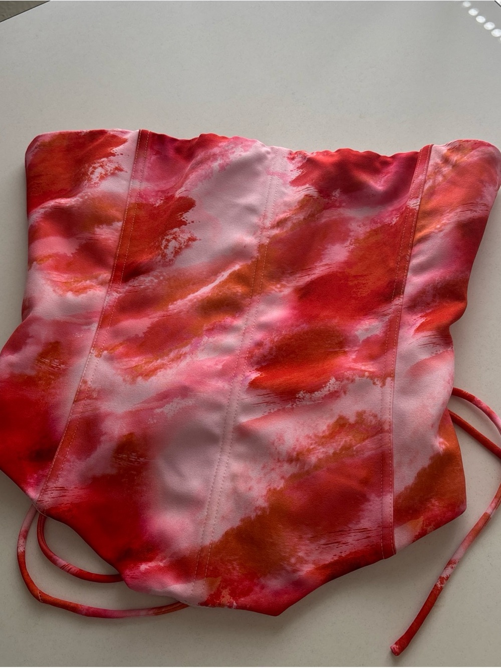 White Fox Boutique Fly Away Corset Strapless Floral Bustier Pink/Orange Size L